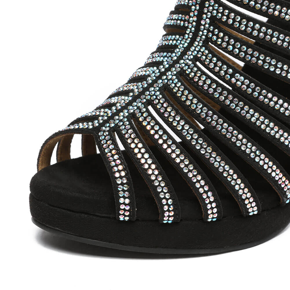 Stivali da ballo con strass vuoti alla moda da donna