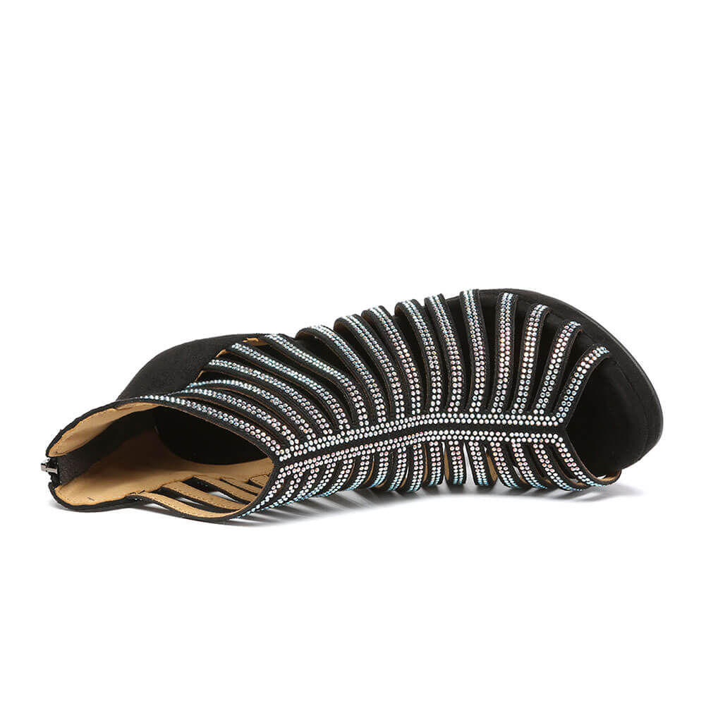 Stivali da ballo con strass vuoti alla moda da donna