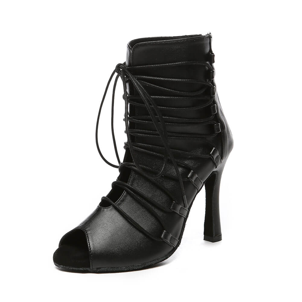 Stivali da ballo stringati in pelle da donna