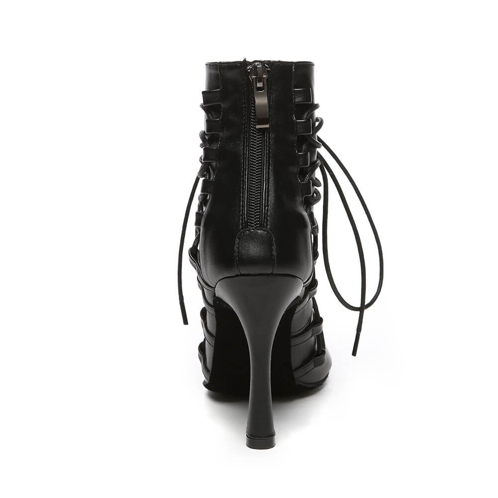 Stivali da ballo stringati in pelle da donna