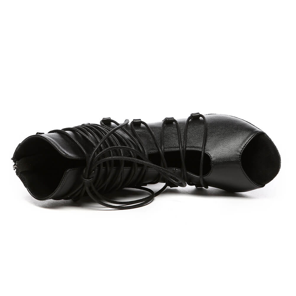 Stivali da ballo stringati in pelle da donna