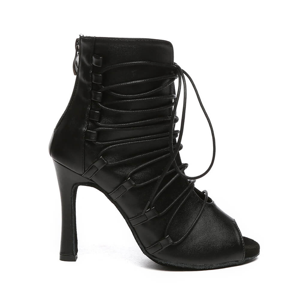 Stivali da ballo stringati in pelle da donna