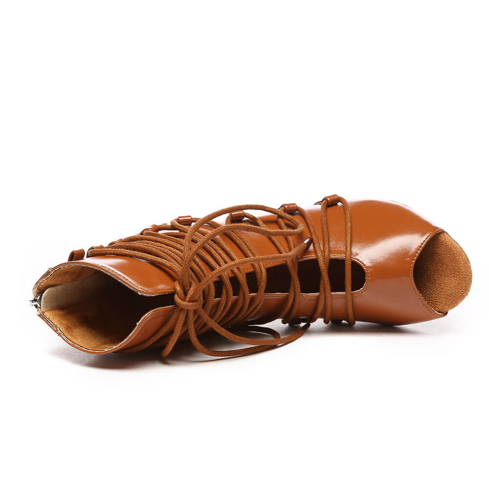 Stivali da ballo stringati in pelle da donna