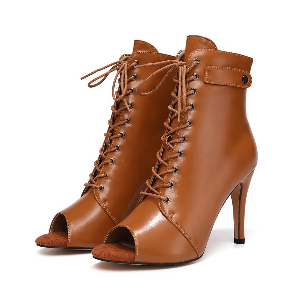 Stivali da ballo stringati in pelle da donna