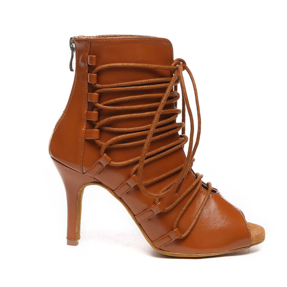 Stivali da ballo stringati in pelle da donna