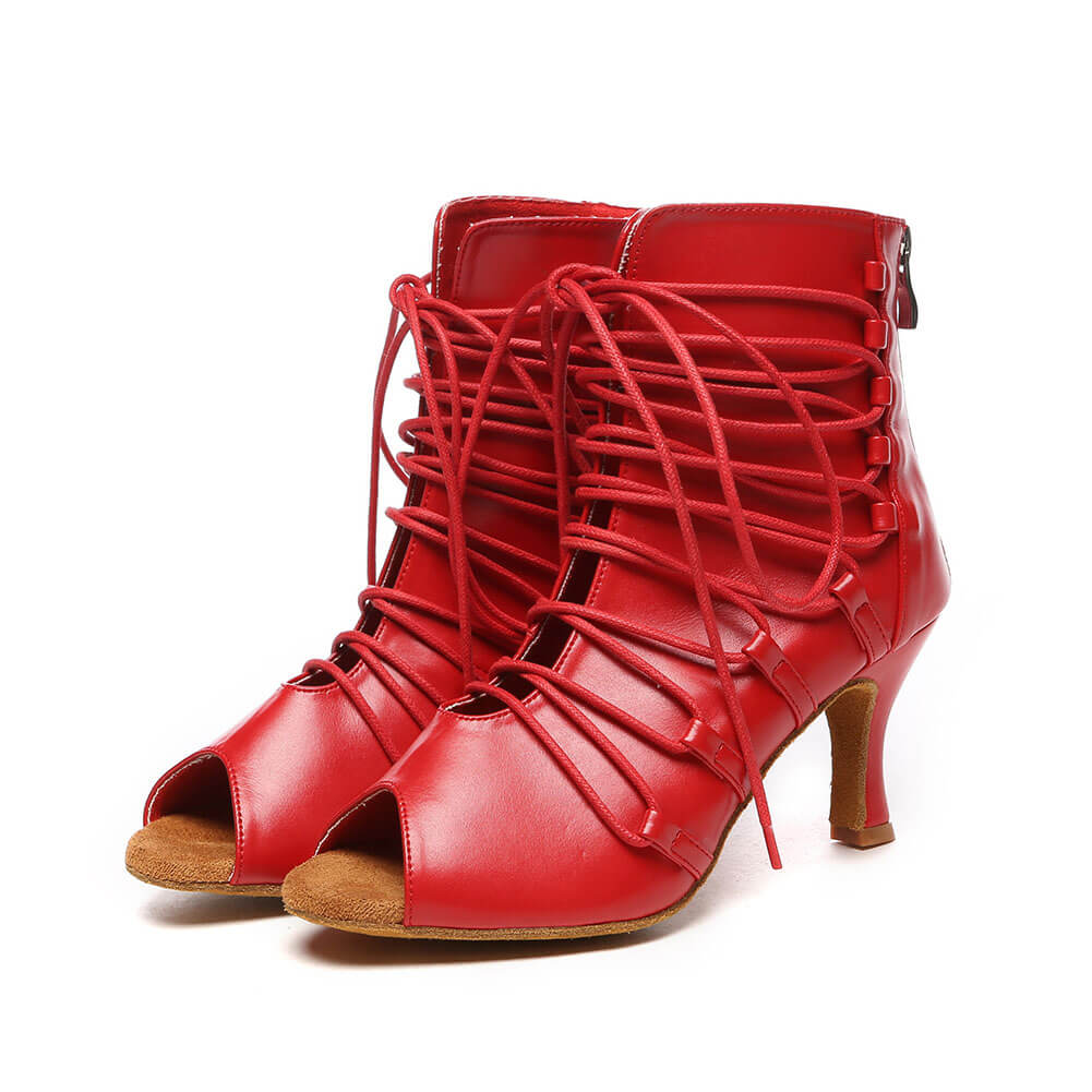 Bottes de danse à lacets en cuir pour femmes