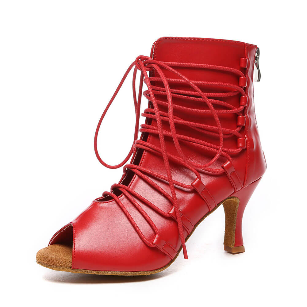 Bottes de danse à lacets en cuir pour femmes