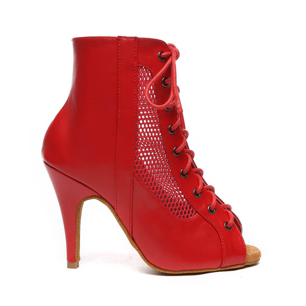 Stivali da ballo stringati in rete da donna