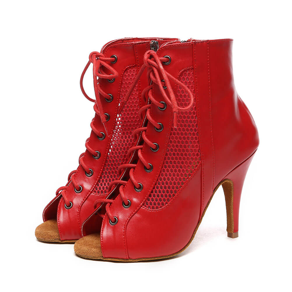 Stivali da ballo stringati in rete da donna