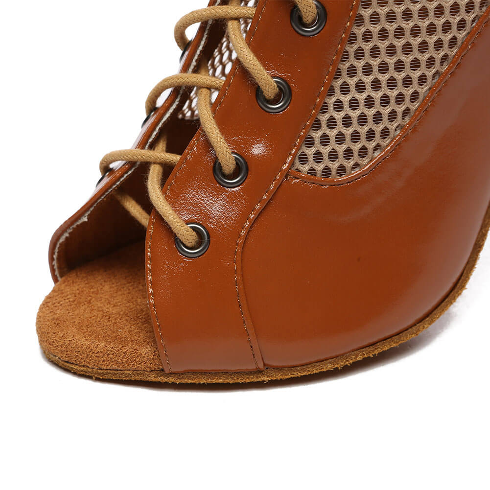 Stivali da ballo stringati in rete da donna