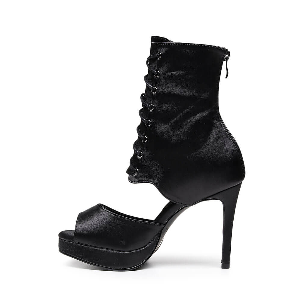 Stivali da ballo latino-americano con punta aperta da donna