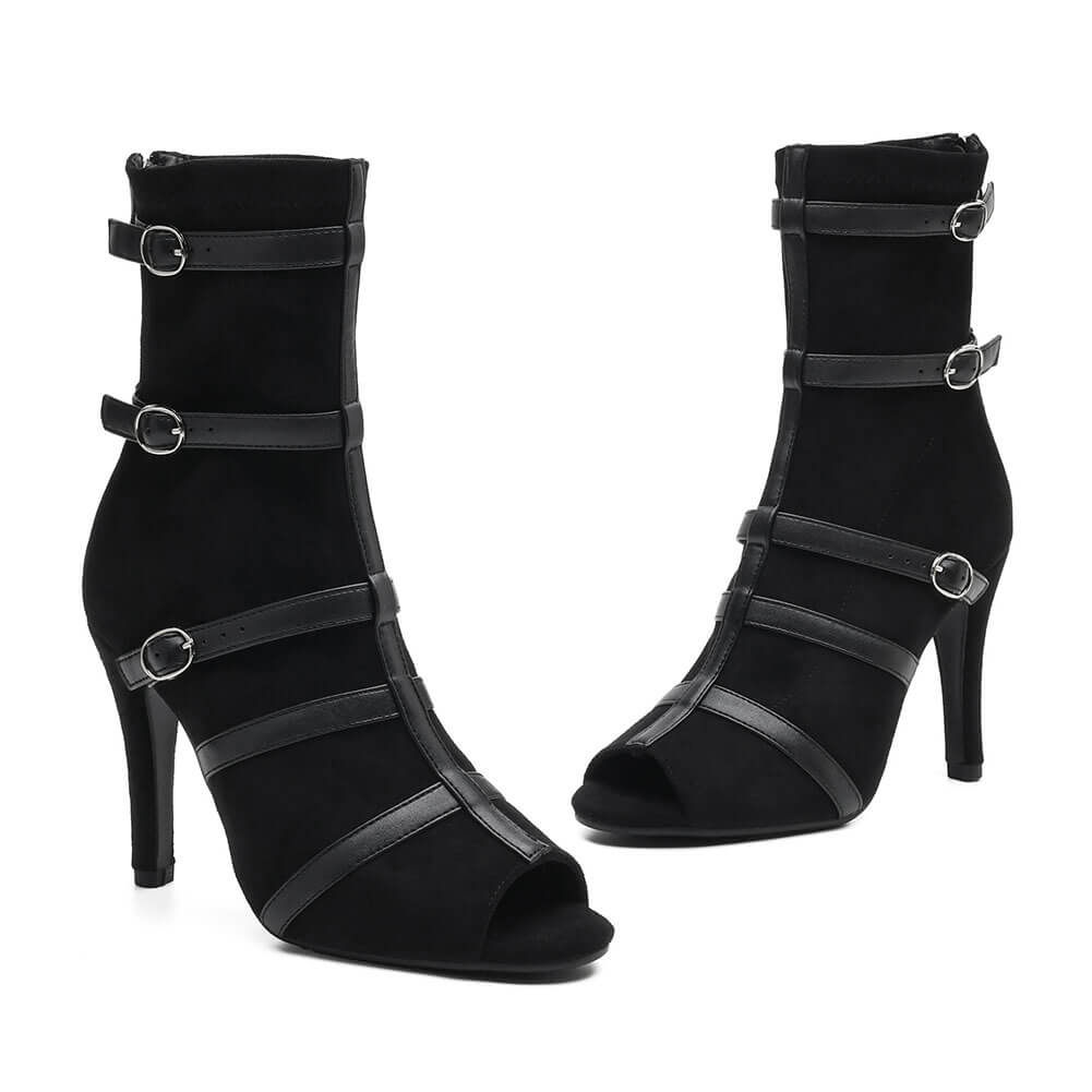 Scarpe da ballo latino da donna con punta aperta e per le feste