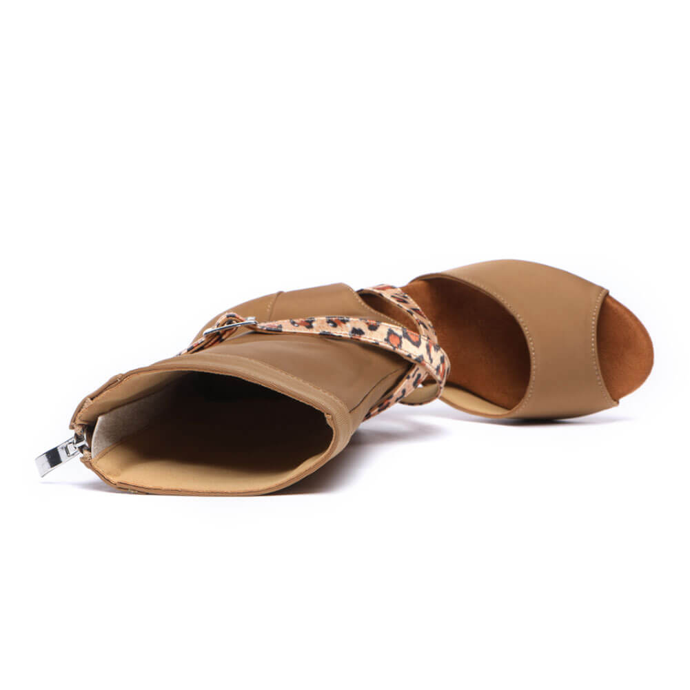 Stivaletti con tacco alto e punta aperta da donna