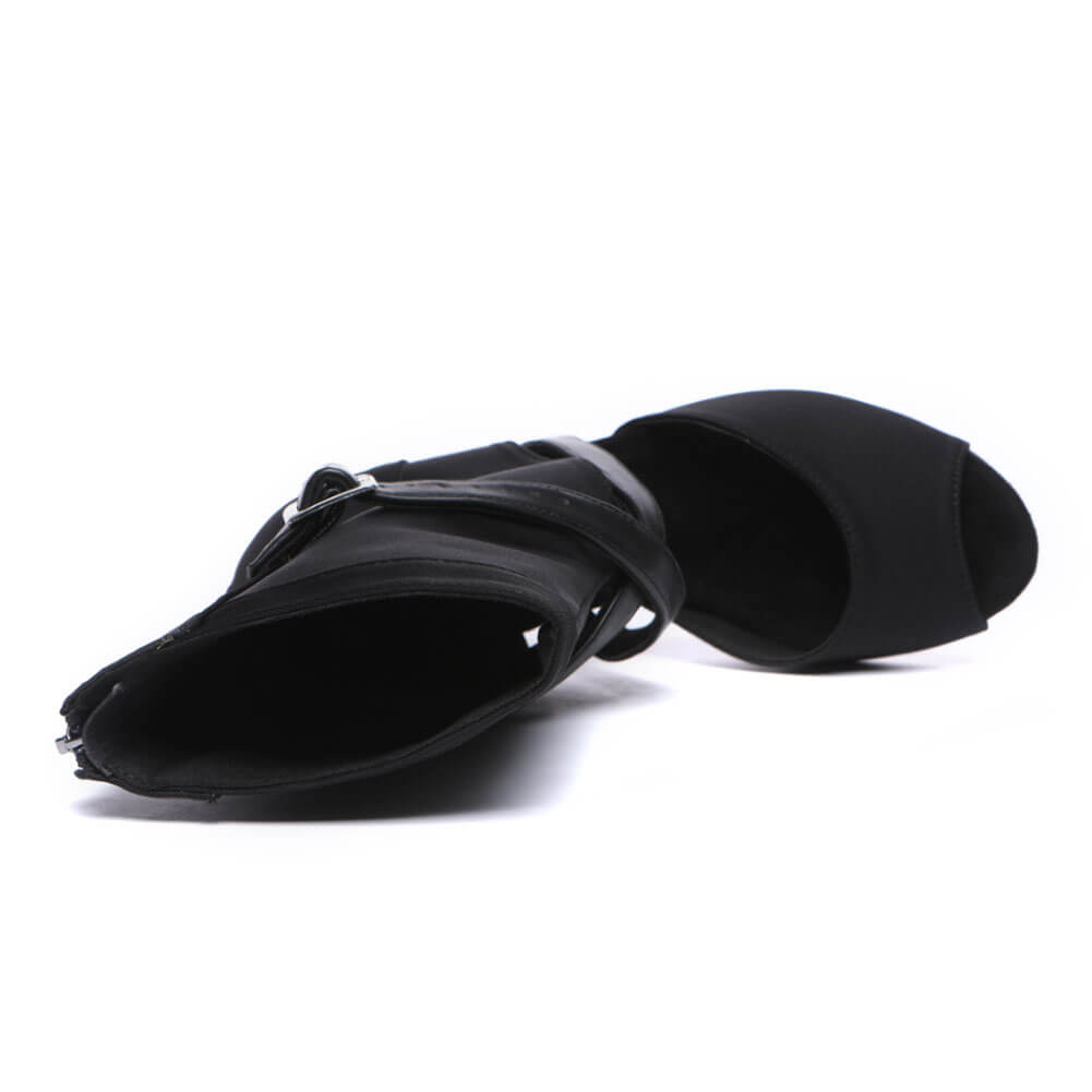 Stivaletti con tacco alto e punta aperta da donna