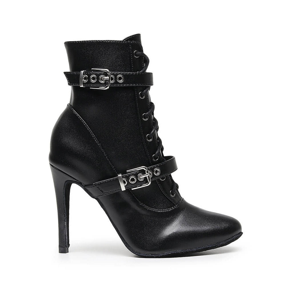 Stivali a punta con lacci e stiletto da donna 