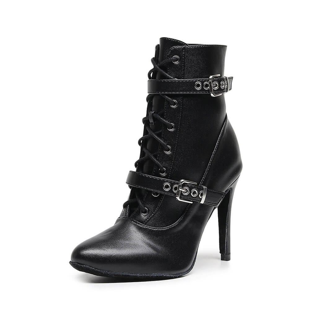 Stivali a punta con lacci e stiletto da donna 