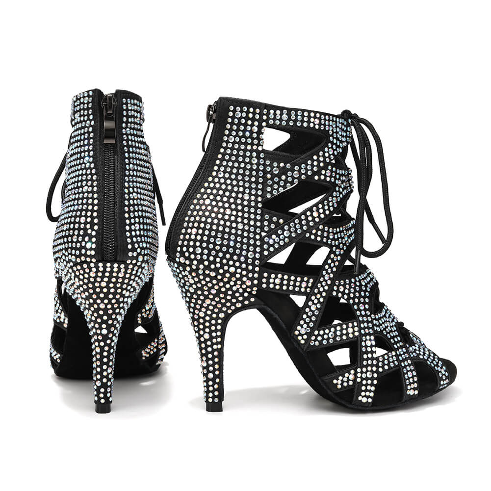 Stivali da ballo latino con strass da donna