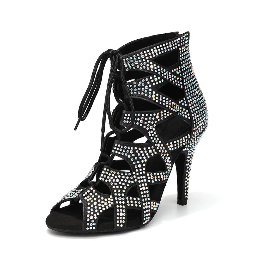 Stivali da ballo latino con strass da donna