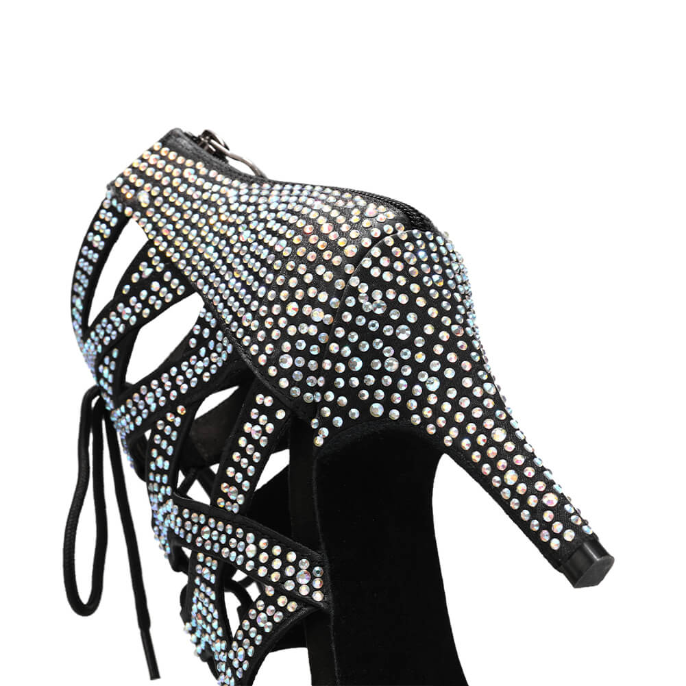 Stivali da ballo latino con strass da donna