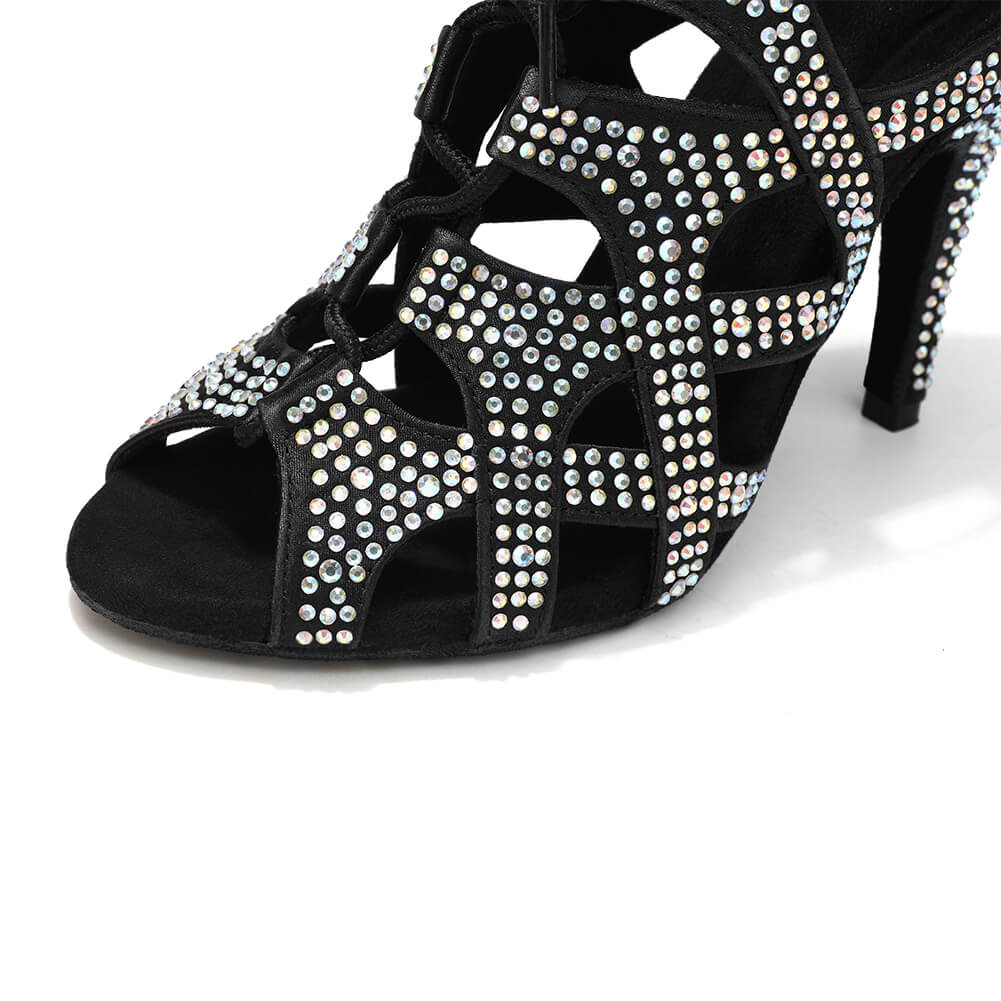 Stivali da ballo latino con strass da donna