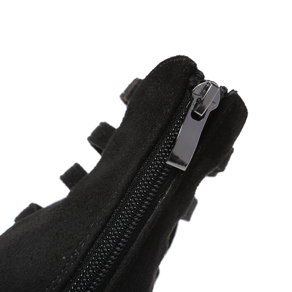 Stivali da ballo in pelle scamosciata nera con cinturino incrociato