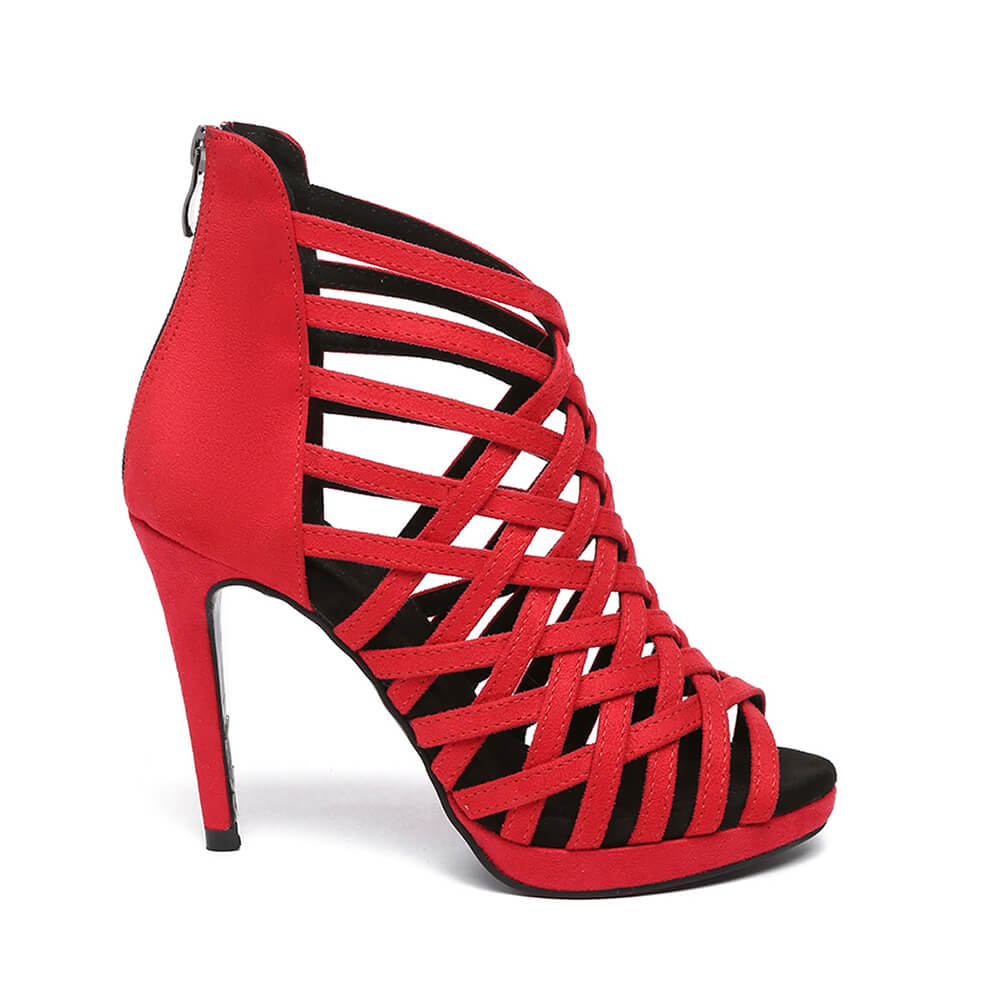 Stivali da ballo con cinturini incrociati in pelle scamosciata da donna