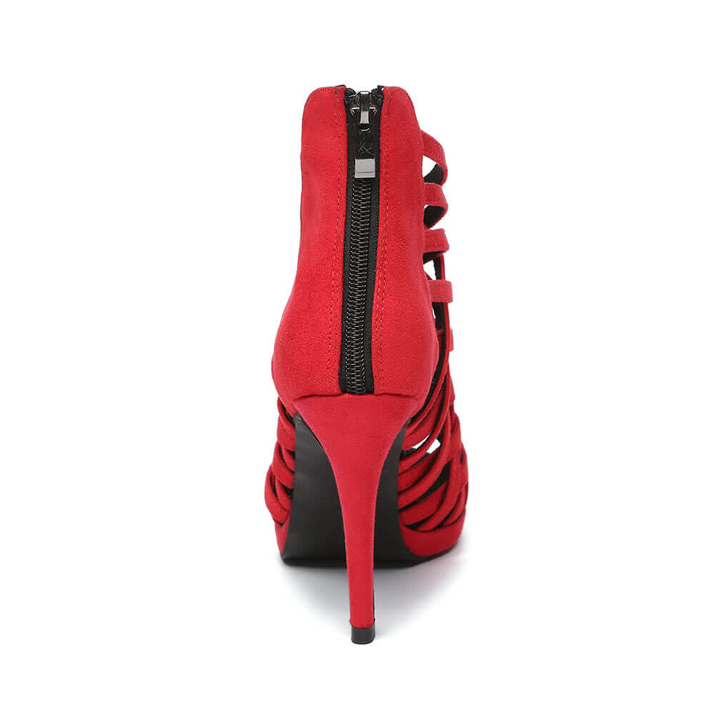 Stivali da ballo con cinturini incrociati in pelle scamosciata da donna