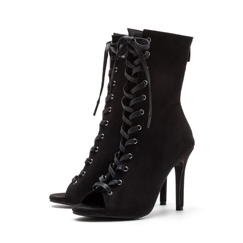 Stivali da ballo con tacco alto in pelle scamosciata da donna