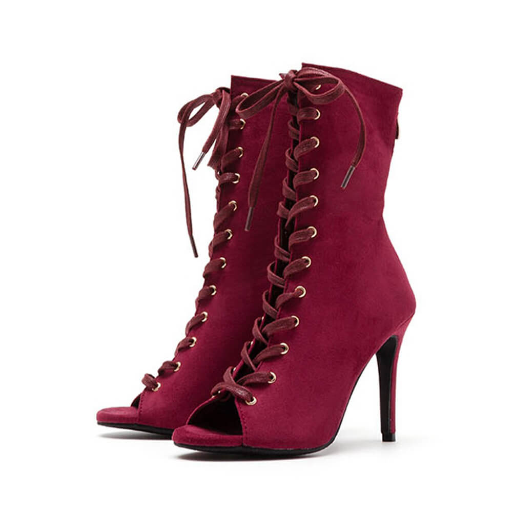 Stivali da ballo con tacco alto in pelle scamosciata da donna