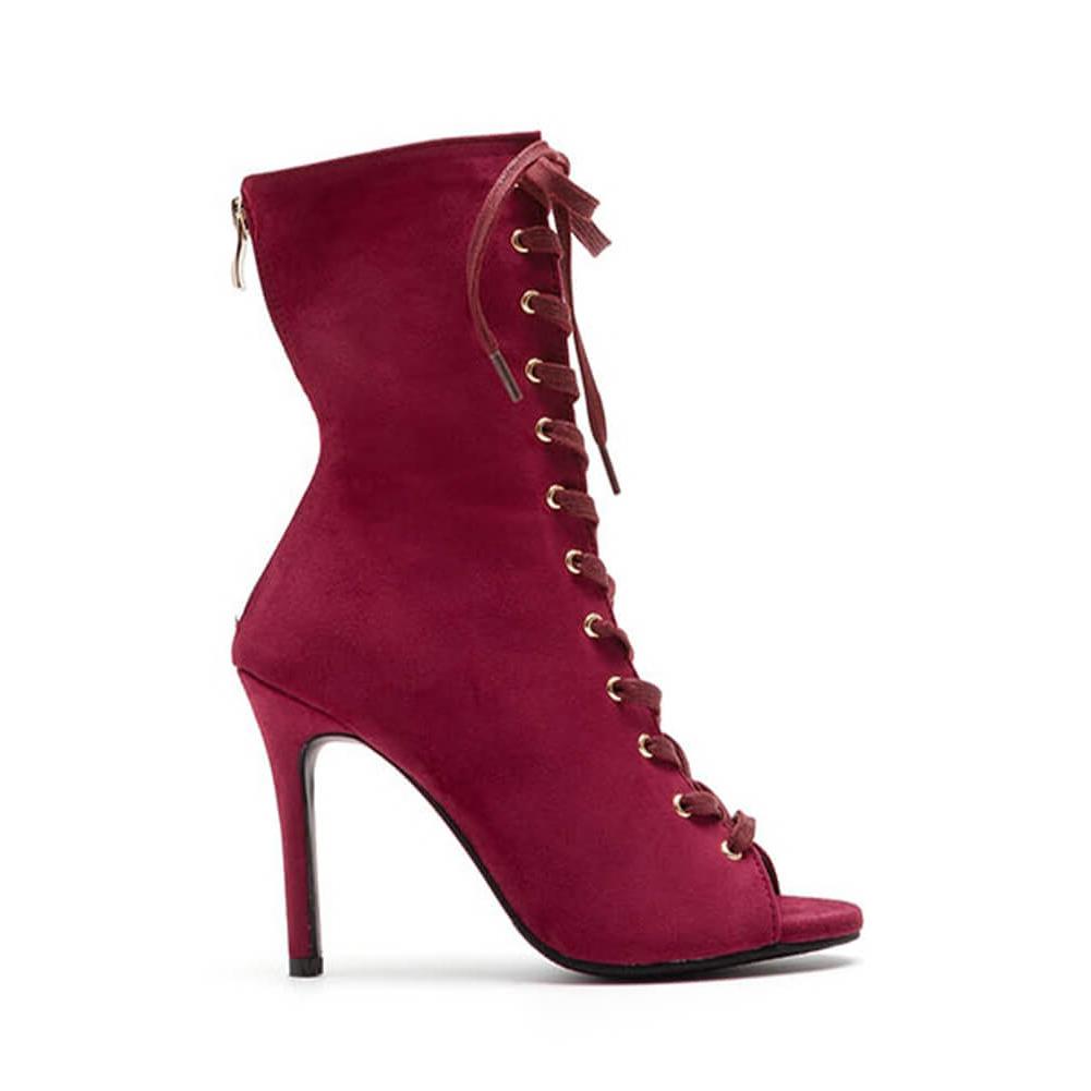 Stivali da ballo con tacco alto in pelle scamosciata da donna