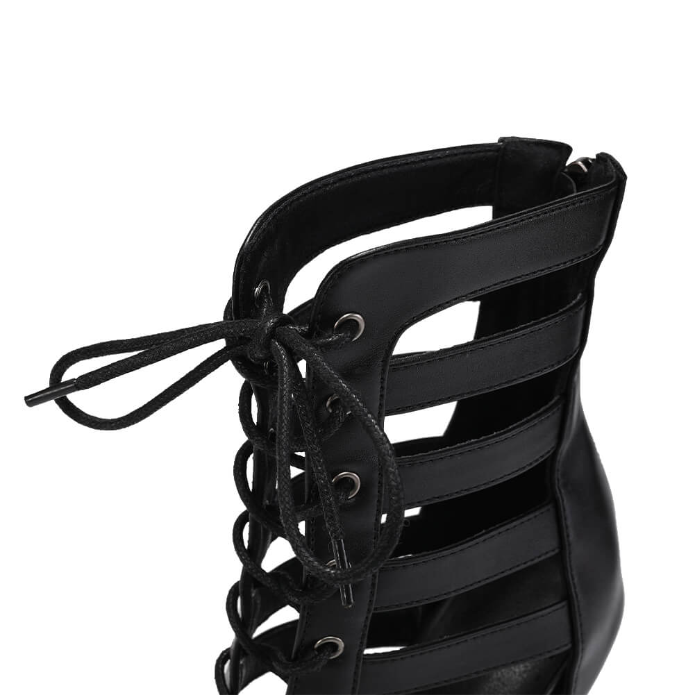 Stivali da ballo da donna con tacco alto e lacci cavi