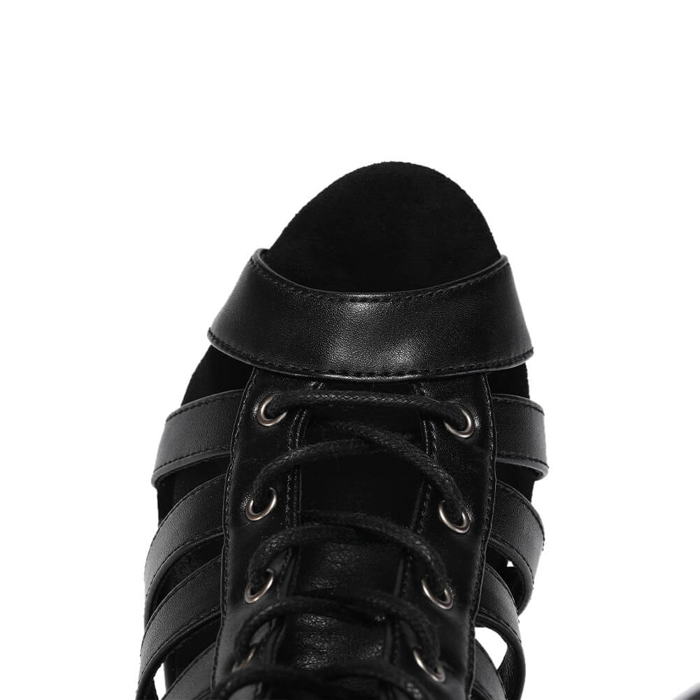 Stivali da ballo da donna con tacco alto e lacci cavi