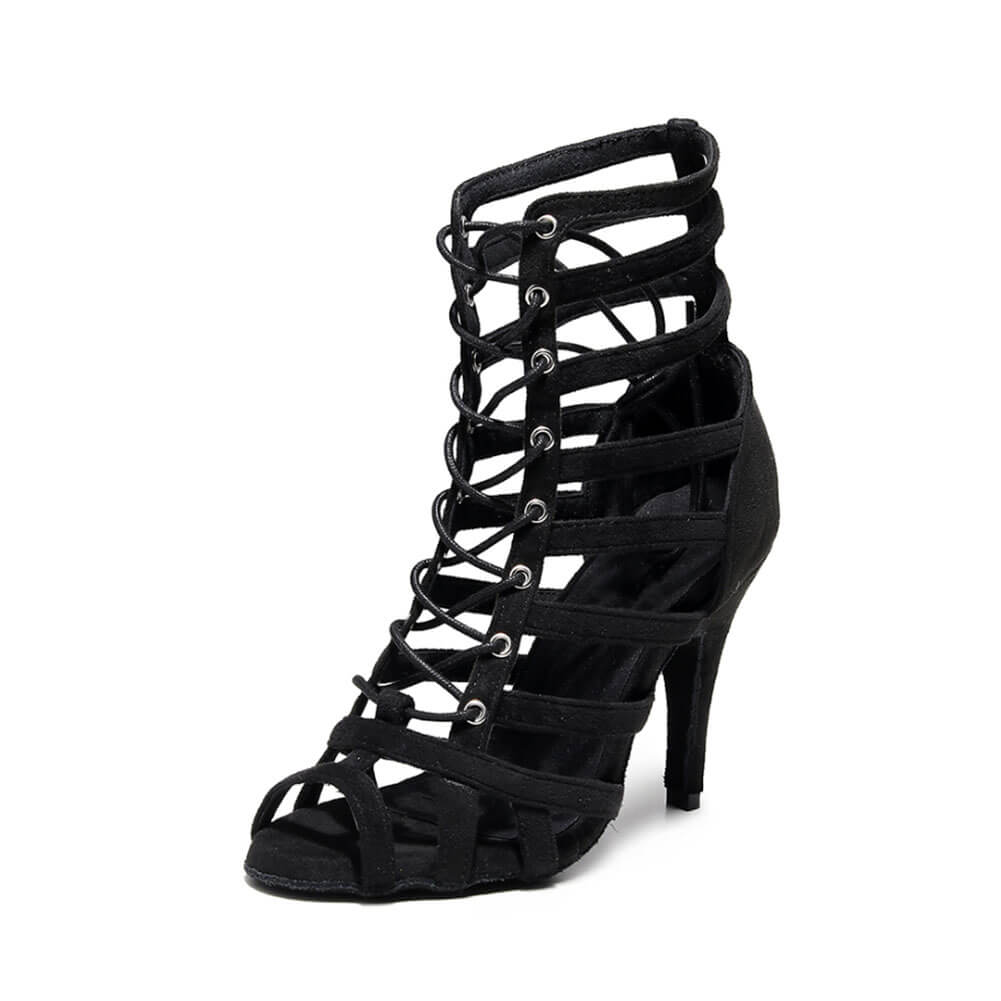 Bottines de danse femme à lacets en daim creux