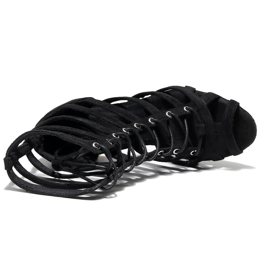 Bottines de danse femme à lacets en daim creux