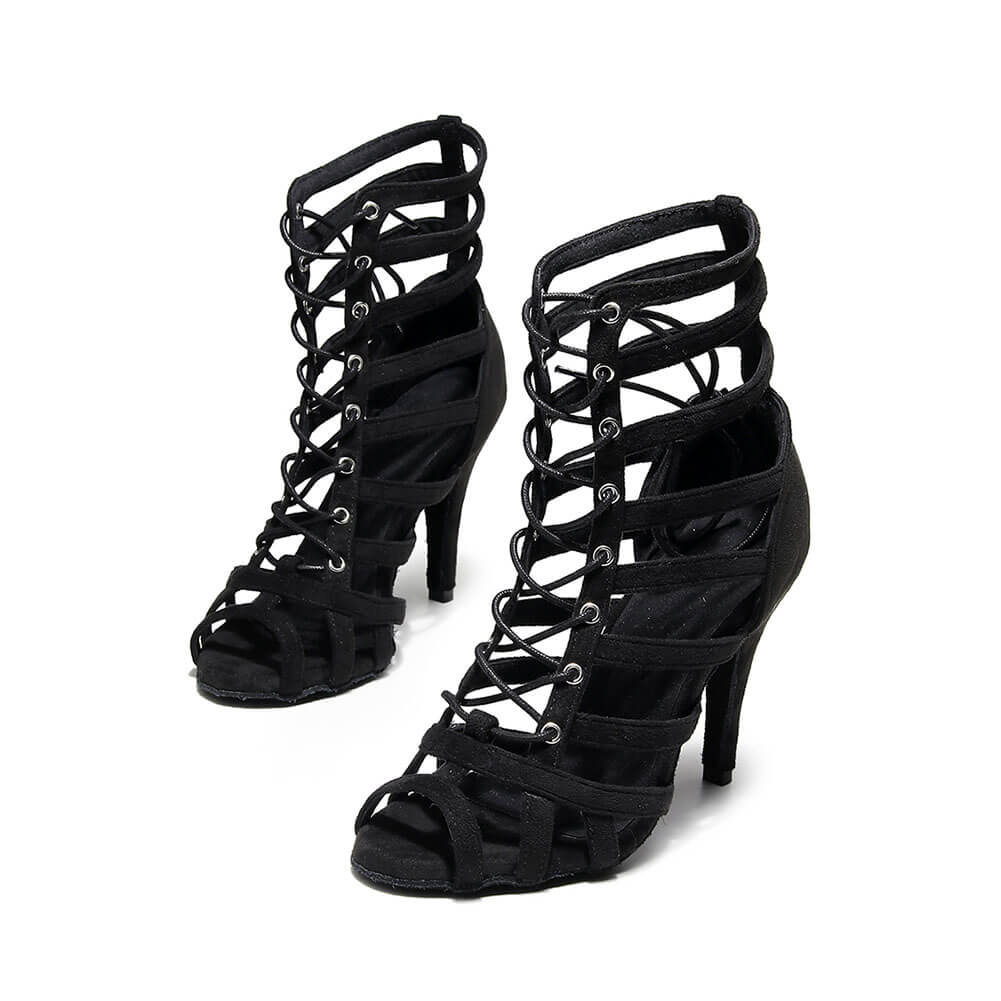 Bottines de danse femme à lacets en daim creux